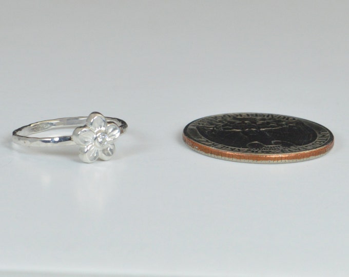 Small Flower Ring, Silver Flower Ring, Sterling Silver Ring, Forget Me Not, Flower Jewelry, Sterling Flower Ring, Floral Ring, Thin Ring