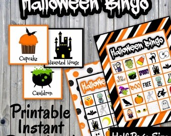 Halloween Bingo Game - Printable PDF - 30 different Cards - Half Page Size - Memory Game - Party Game Printable - INSTANT DOWNLOAD