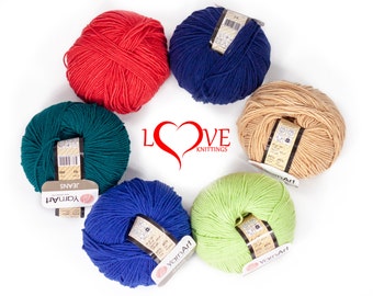 Knitting yarn, Cotton blend yarn, Knitting crochet yarn, Summer yarn, JEANS 50g 160m