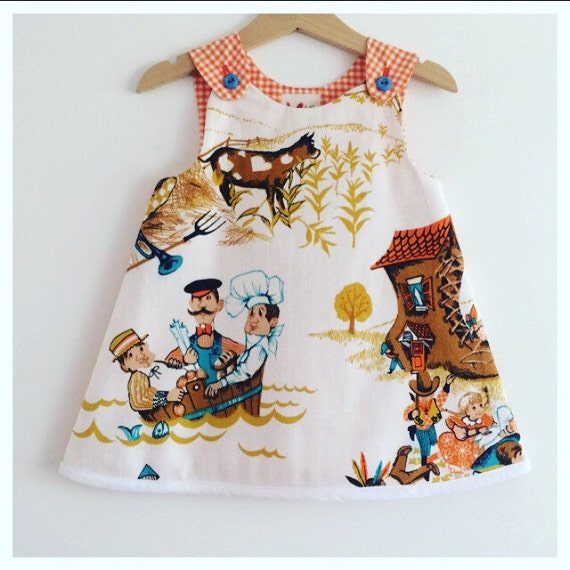 Girls baby toddler dress vintage nursery rhyme A