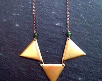 Long Geometric Necklace Triangles Pendant Necklace