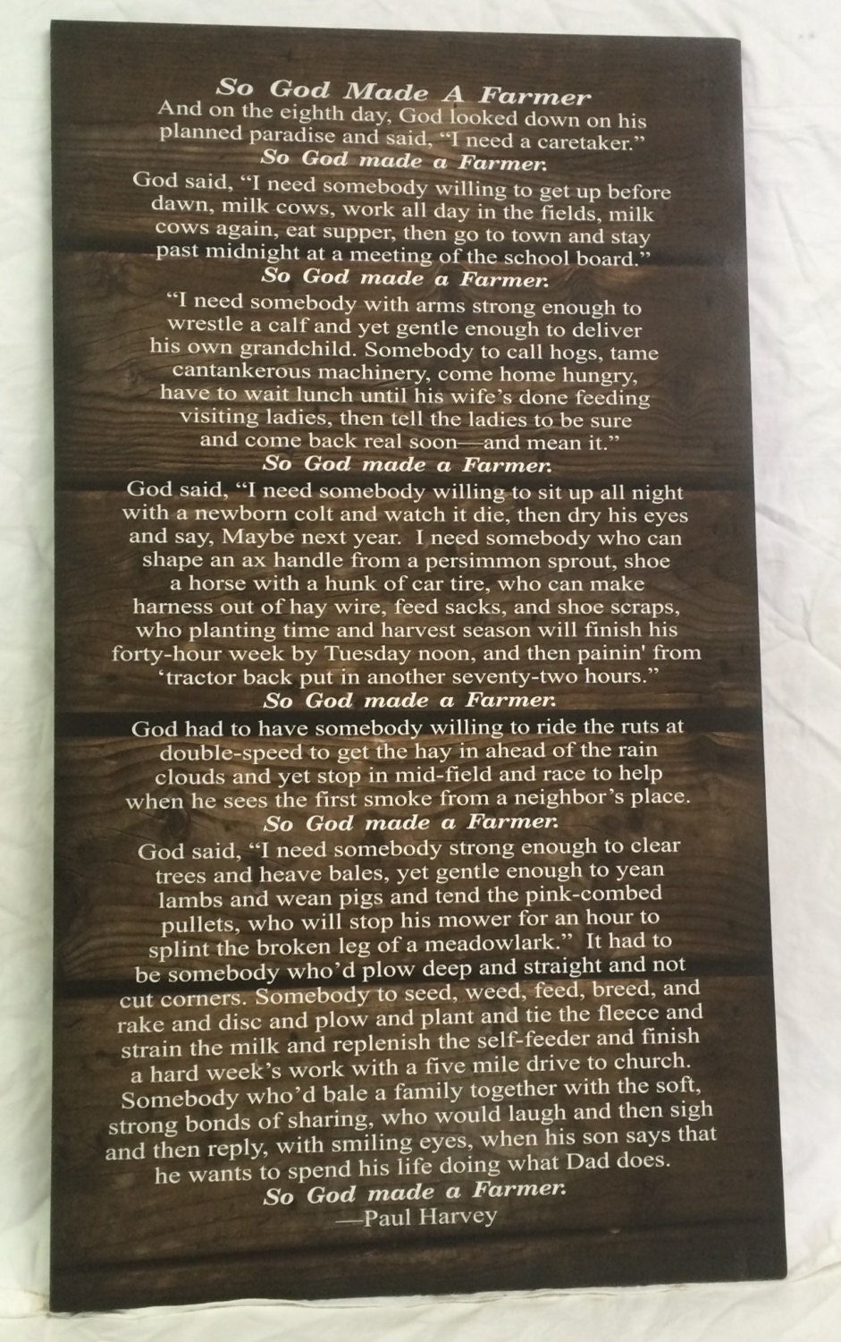 So God Made A Farmer Paul Harvey Wood Sign or Canvas Wall