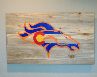 Broncos Wall Art denver broncos flag | etsy Broncos Wall Art denver broncos flag | etsy
