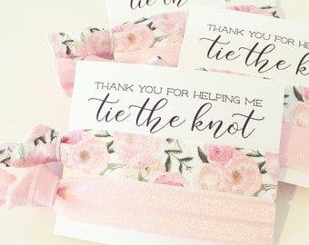 Hair Tie Bridesmaid Gift | Blush Pink Floral Hair Tie Favor, Bridal Shower Favor, Wedding Shower Favor, Light Pink Hair Tie Bridesmaid Gift