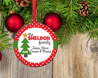 Family Christmas Ornament, 2016 Family Holiday Ornament, Christmas Tree