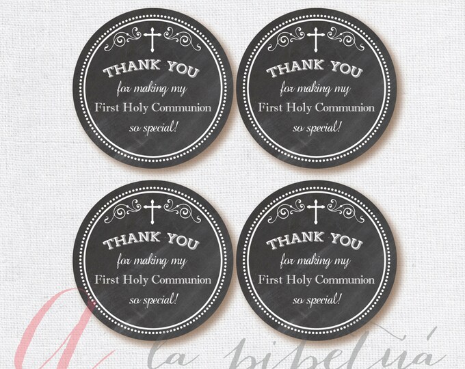 Thank You Favor Tags .First Communion tags. Chalkboard tags. Printable diy Thank You Tags. First Holy Communion tags. INSTANT DOWNLOAD