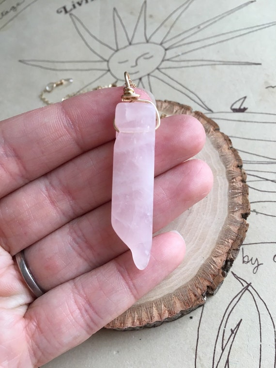 Rose Quartz NecklaceRose Quartz by CatchingWildflowers on Etsy