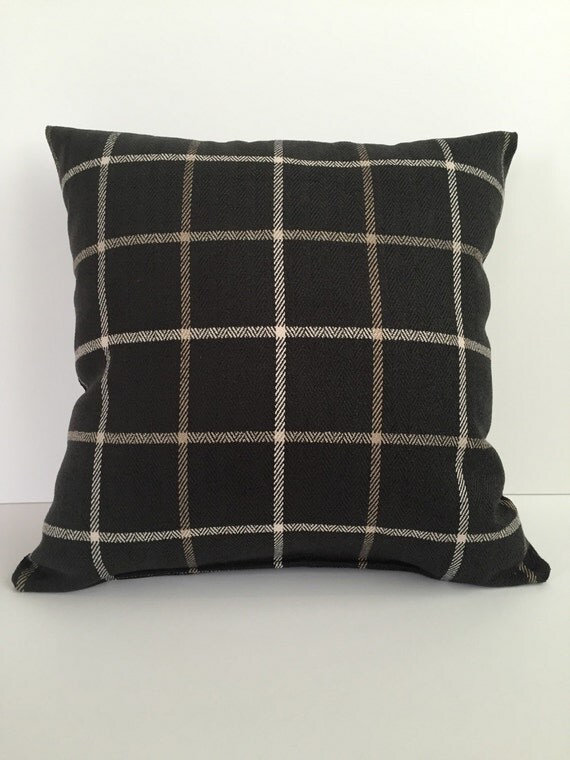 Black and tan plaid pillow cover Black pillow covers by PlushPup