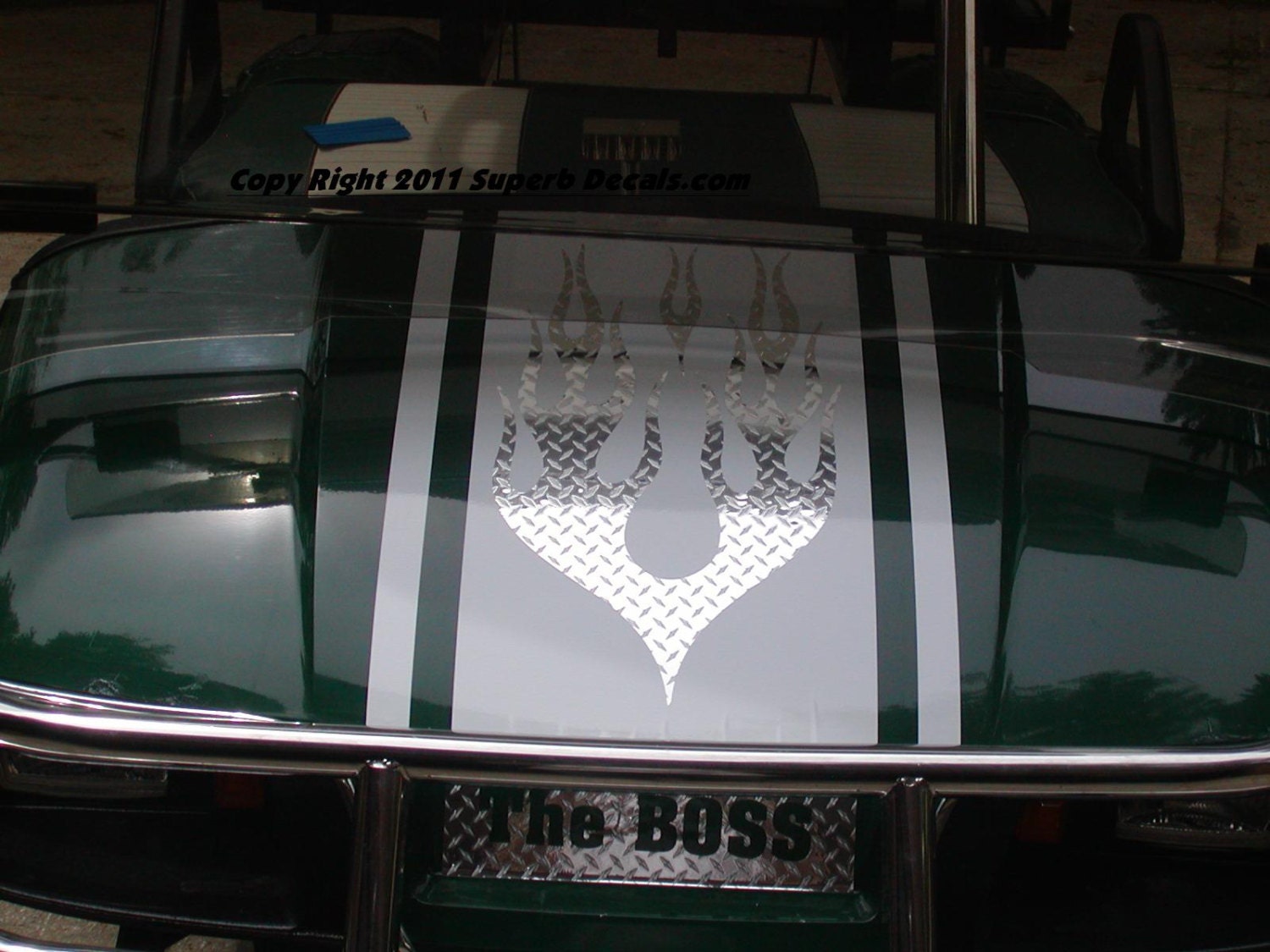 GOLF Cart 15 & 9 Stripes W/ FLAMES Graphics Decals