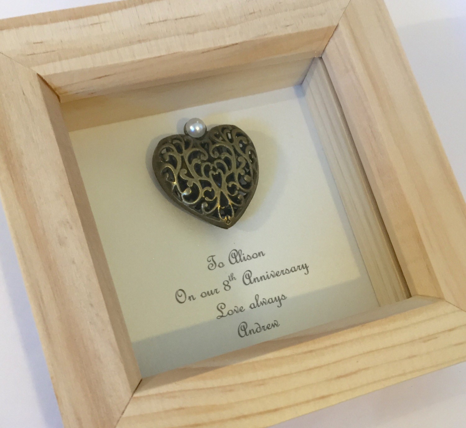 8th Bronze wedding anniversary gift framed 8th anniversary