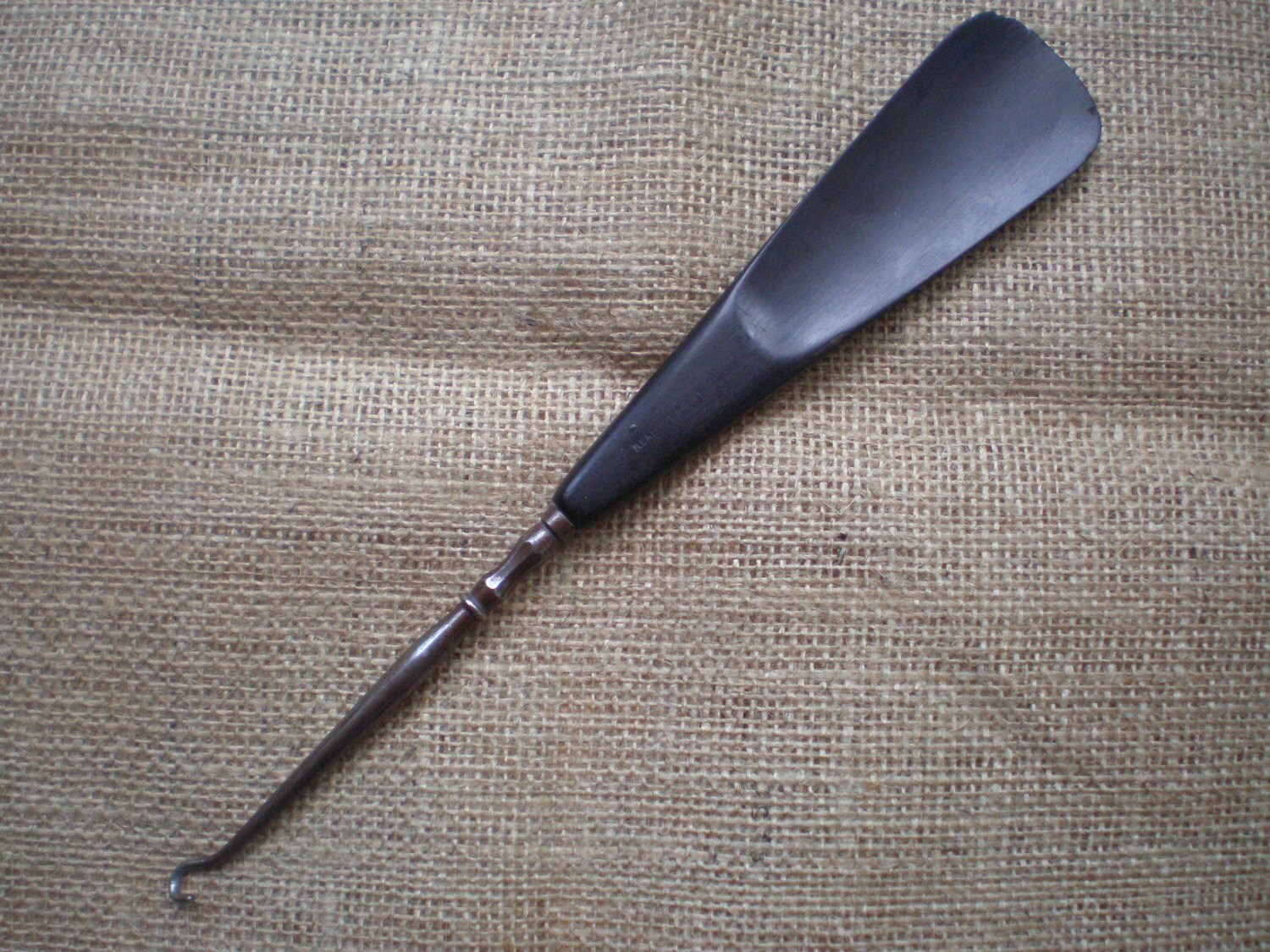 Antique Real Ebony Shoe Horn/Button Hook Probably Edwardian