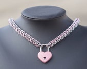 Items similar to Chainmaille BDSM Submissive Slave Collar with hearth ...