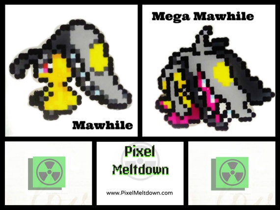 Artículos similares a Mawile, Mega-Mawile Pokemon Pixel Art en Etsy