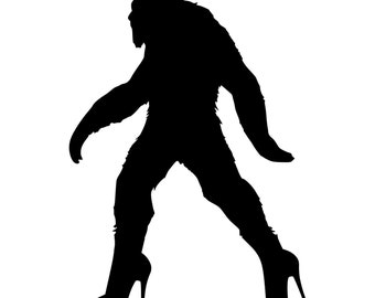Bigfoot Sasquatch In High Heels Die-Cut Decal Car Window Wall Bumper Phone Laptop
