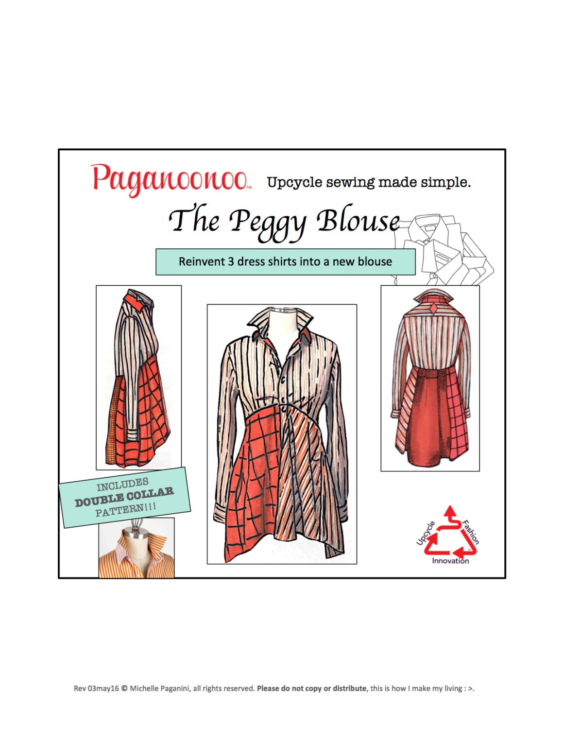PDF: Paganoonoo Peggy Blouse Pattern with Double by Paganoonoo