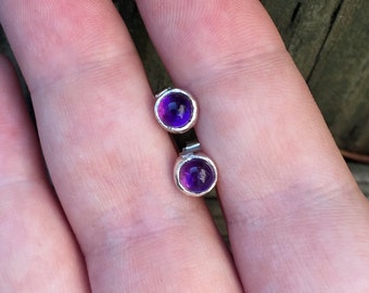 Amethyst Post Earrings - Amethyst - Purple Earrings - Amethyst Stud Earrings - Small Amethyst Earrings - One of a Kind Earrings - February