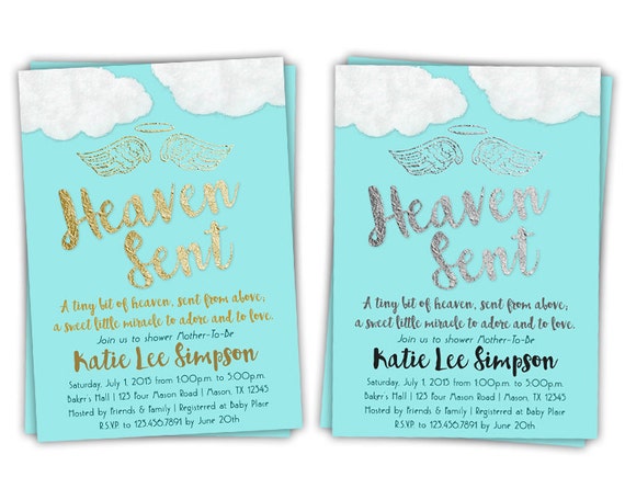 Sent From Heaven Baby Shower Invitations 1