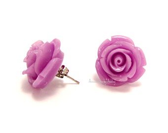 Rose Earrings, Stud Earrings, Lavender Earrings, Flower Earrings, Rose Jewelry, Rose Stud Earrings, Rose Post Earrings, Bridesmaid jewelry
