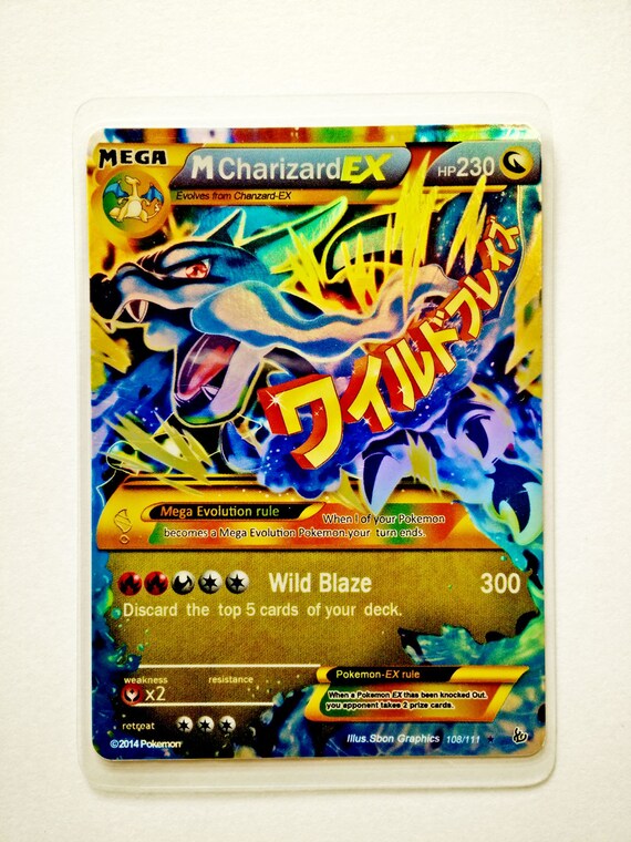 Handmade Pokemon Card Charizard Mega EX HP 230 with Plastic