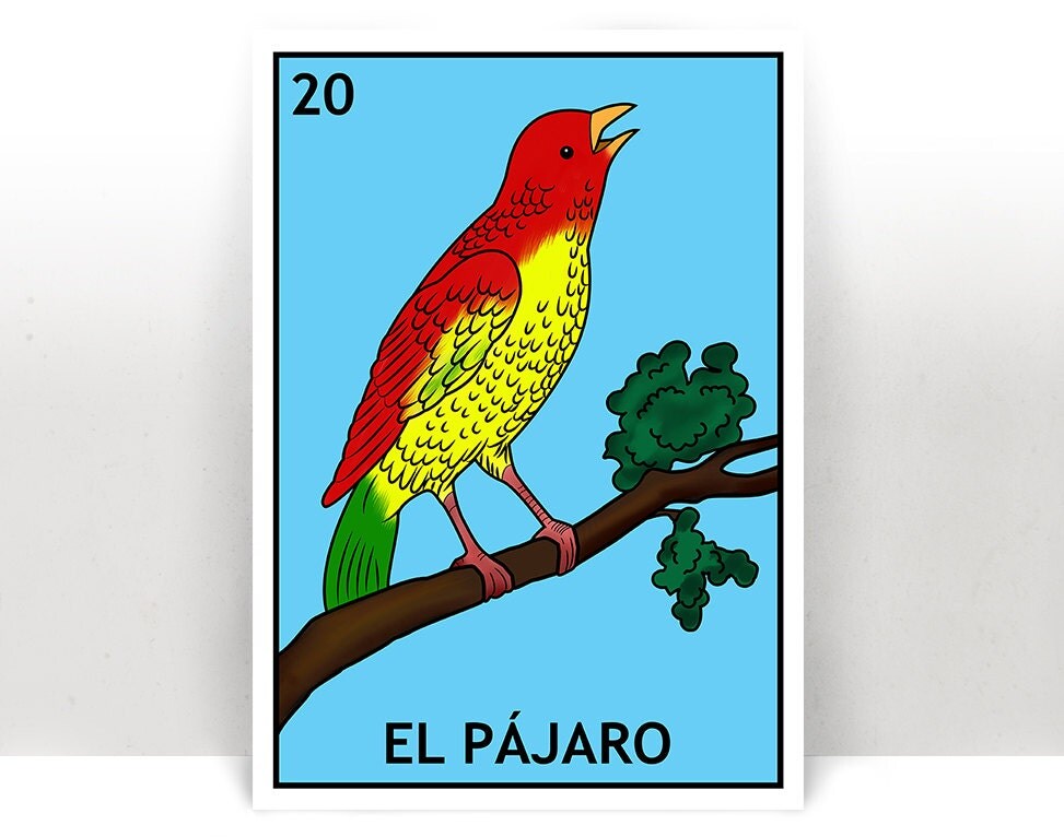 El Pajaro Loteria The Bird Mexican Bingo by PrintableAndAwesome