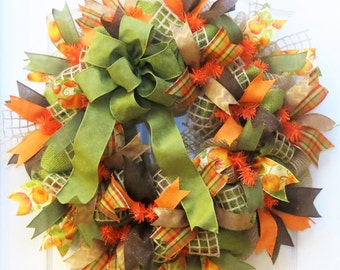 Fall Burlap Wreath, Fall Deco Mesh, Fall Wreath, Autumn Wreath, Fall Mesh Wreath, Door Wreath, Fall Decor, Wreaths for Fall, Thanksgiving