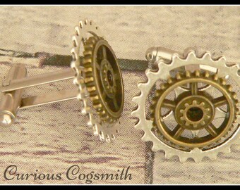 Cog Cuff Links - Steampunk Cuff Links - Steampunk Cufflinks - Cog Cufflinks - Silver Cuff Links - Bronze Cuff Links