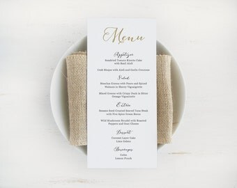 Printable Wedding Menu Template, Editable Text and Color, Instant Download, Printable Menu | Edit in Word or Pages.