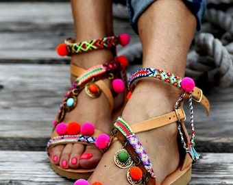Tie up gladiator sandals Penny Lane'' handmade by ElinaLinardaki