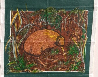Kiwi Country New Zealand Souvenir Vintage Linen Tea Towel
