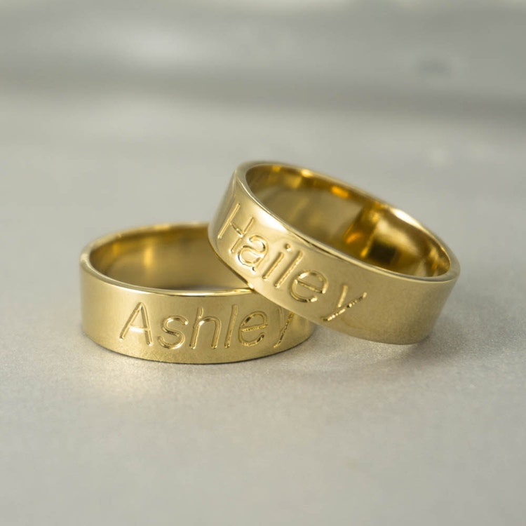 Custom Engraved Ring Name Ring Custom Name Ring by NewHabitJewelry