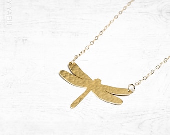 Animal necklace, dragonfly necklace, gold dragonfly pendant, gold necklace, gift under 50, dainty necklace, unique necklace, gift for her.