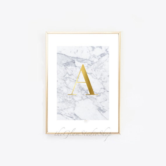 custom monogram initial letter printable gold foil initial