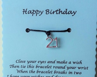 21st Birthday Gift, Birthday Friendship Bracelet, 21st Charm Bracelet, 21 today, Birthday gift, 21st Birthday Bracelet, Gift 21st birthday