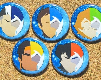 Voltron: Legendary Defender Button Set - 5 Paladins of Voltron - Shiro, Lance, Pidge Gunderson, Hunk, Keith Pins
