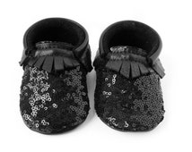 black sequin moccasins
