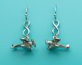 Propeller Plane Earrings, Prop Plane Earrings, Airplane Earrings, Biplane Earrings, Infinity Earrings, Dangle, Gifts for Her, 294, 464