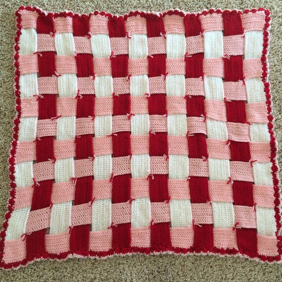 Crocheted BasketWeave Blanket by AshandEmberBoutique on Etsy