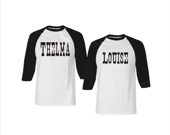 Thelma and Louise Baseball shirt set. Best Friends. American Apparel. Sisters. Funny. Besties.