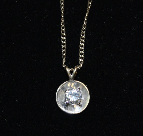 Custom .46ct Diamond Solitaire Pendant with 20" Curb Chain Circa 1934 14k White Gold