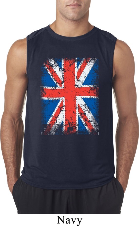Distressed Union Jack Mens Sleeveless Tee TShirt