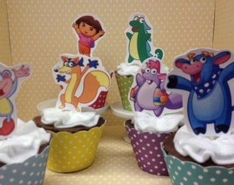 Dora Party Cupcake Topper Decorations - Set of 10