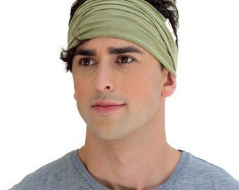 ENSO Classic Safari Green Men's Headband. Best Selling Green Headband for Men. Mens Exercise Sweatband Made From the Finest Organic Cotton.