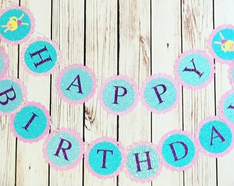 Gymnastic Birthday Banner, Girls Birthday Banner, Happy Birthday Banner, Gymnast Birthday Banner