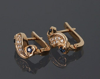 Sapphire earrings, Elegant earrings, Gold earrings, Women earrings, Gemstone earrings, Birthstone earrings, Pretty earrings, Unique earrings