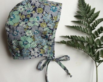 Blue green liberty of london floral bonnet