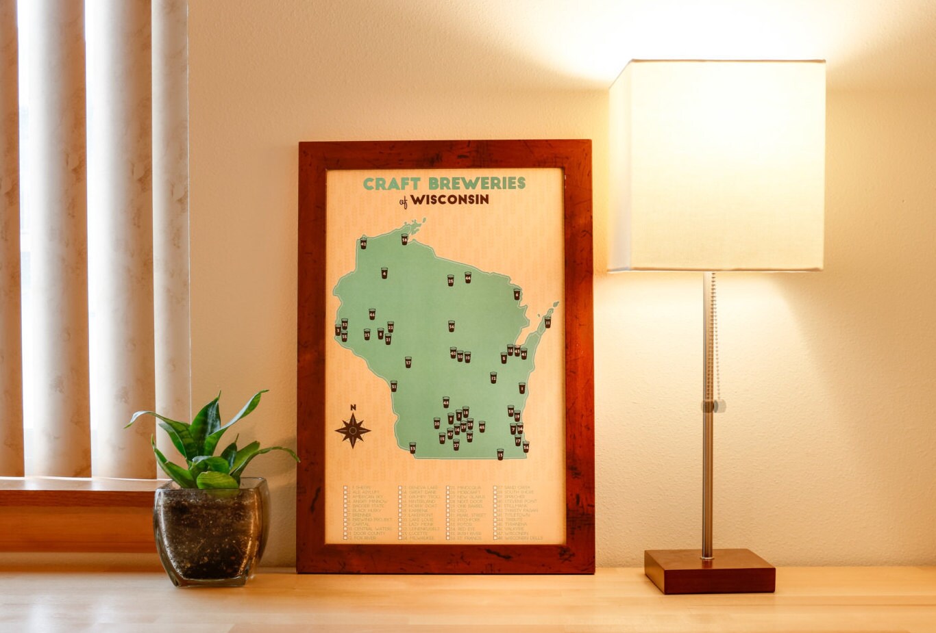 Wisconsin Craft Breweries Map ON SALE Turquoise