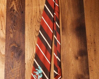 One of a Kind Screen Printed Garden Tree Vintage Tie Retro Necktie