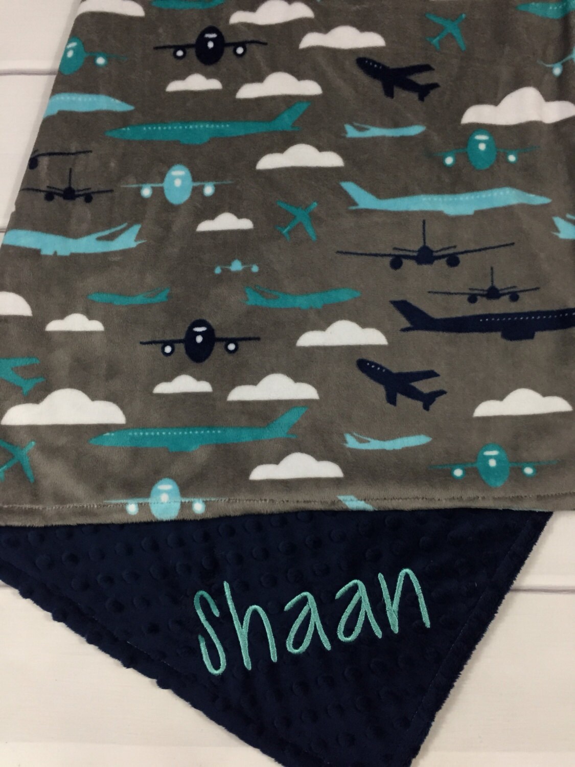 Airplane Baby Blanket Personalized Baby Boy Blanket