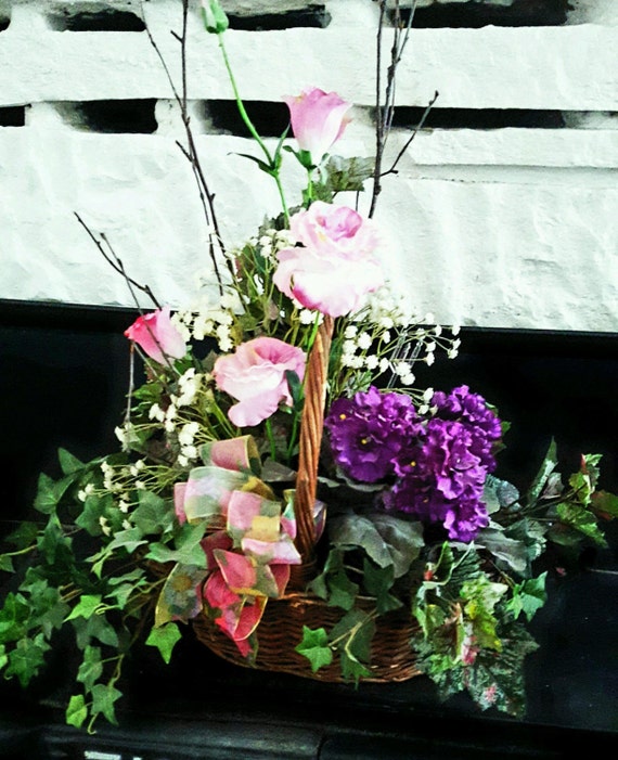 Silk Floral Arrangement Silk Funeral by SmallTownFlowers on Etsy
