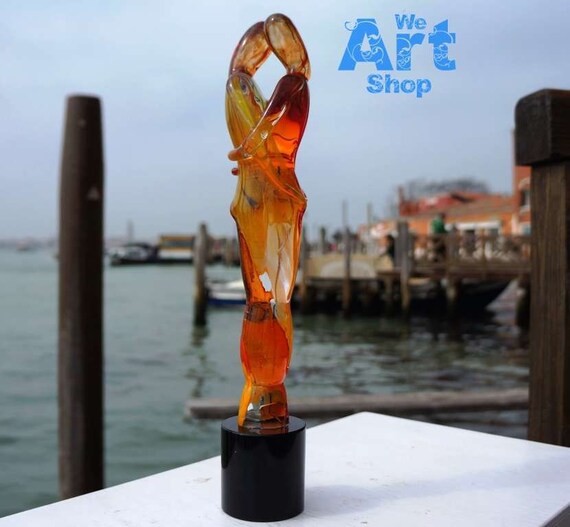 Murano Glass Lovers Sculpture Murano Glass Couple Blown